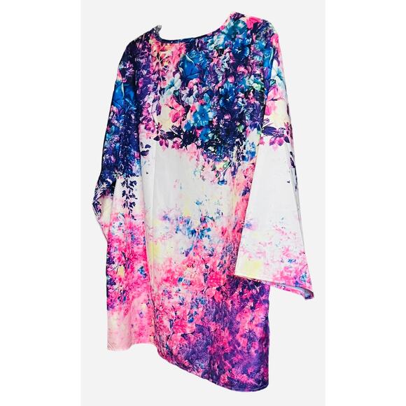 MISS LOOK PULL-OVER, V-NECK BLOUSE, WOMENS, 3XL-RUNS SMALL, PURPLE PINK BLUE - Picture 5 of 9